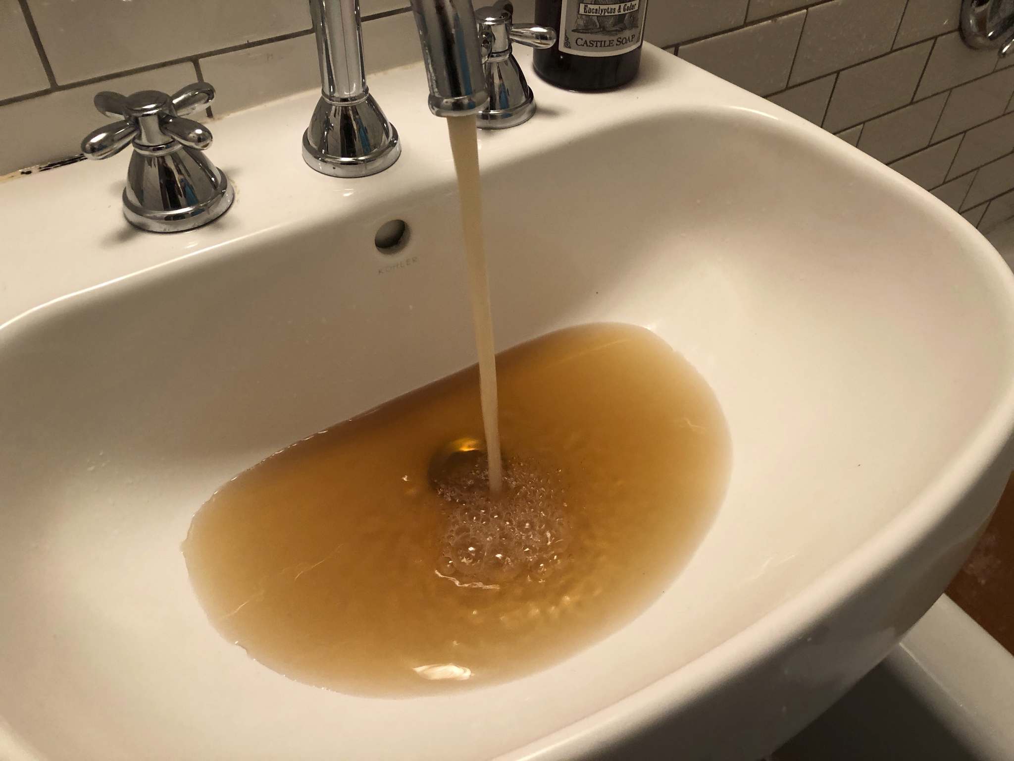 brown water coming out of bathroom sink