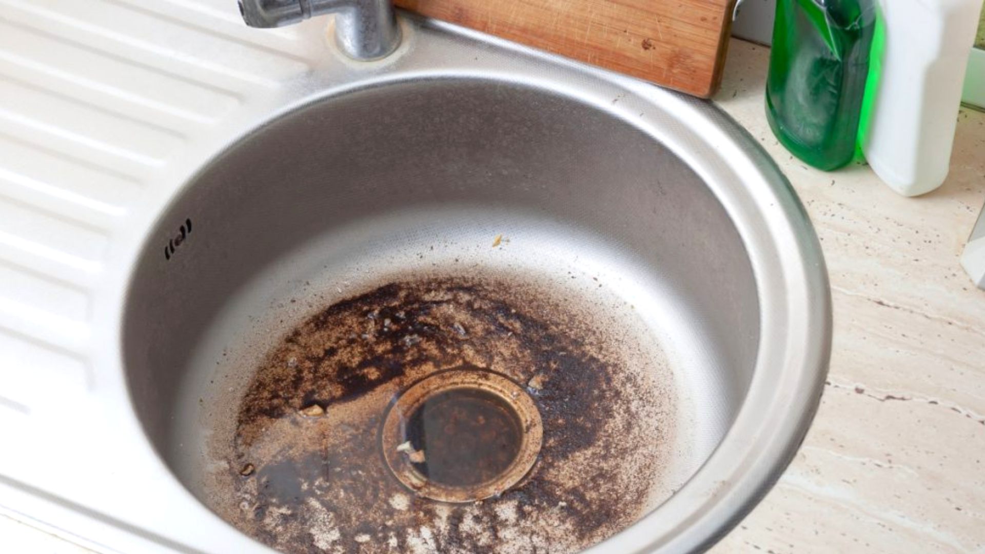 Dirty Stagnant Water In Blocked Kitchen Sink